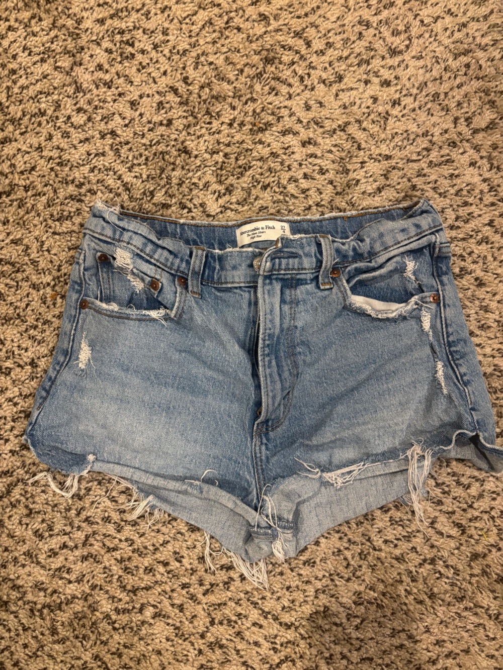 Abercrombie & Fitch Light Wash Distressed Denim Cutoff Shorts